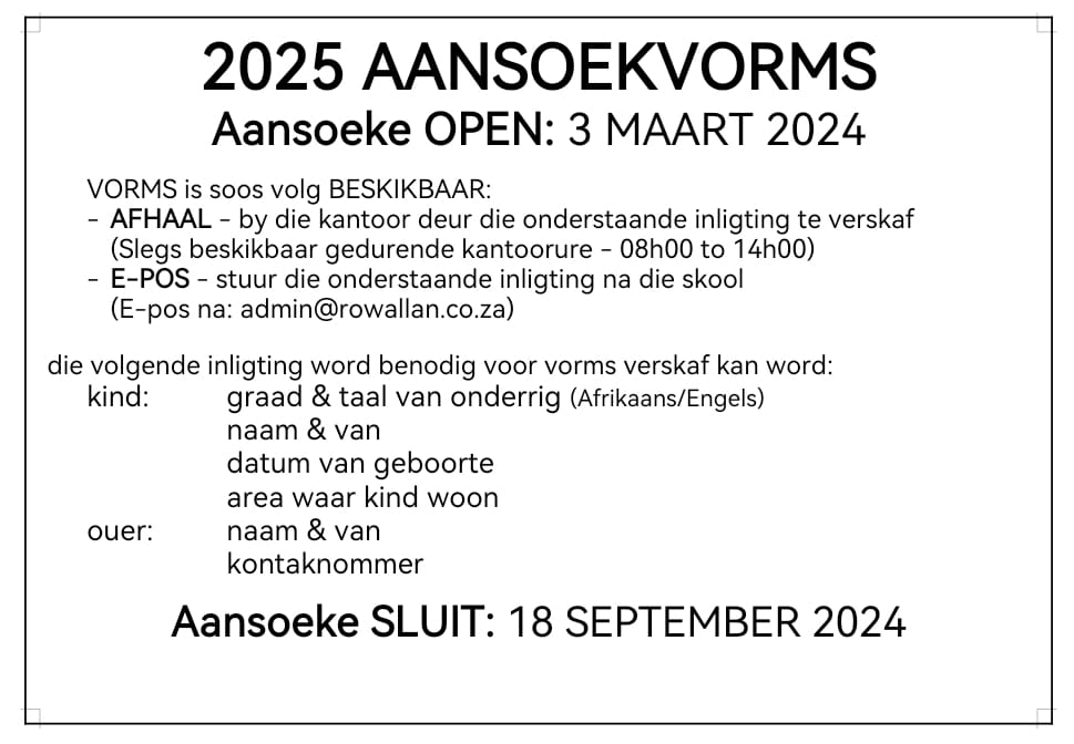 2025 AANSOEKVORMS